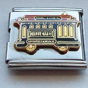 Enamel Cable car 18mm stainless steel italian charm bracelet connector new